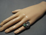 Beautiful Green Turquoise Vintage Navajo Sterling Silver Native American Jewelry Ring-Nativo Arts