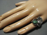 Beautiful Green Turquoise Vintage Navajo Sterling Silver Native American Jewelry Ring-Nativo Arts