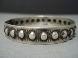 Beautiful Navajo Sterling Native American Jewelry Silver Repoussed Bangle Bracelet-Nativo Arts