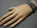 Beautiful Seafoam Turquoise Vintage Native American Jewelry Navajo Sterling Silver Bracelet Old-Nativo Arts