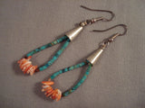 Beautiful Turquoise Heishi And Shell Native American Jewelry Silver Earrings Vintage Navajo Earrings Old-Nativo Arts