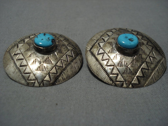 Beautiful Vintage Native American Jewelry Navajo Snake Eyes Turquoise Sterling Silver Earrings Old-Nativo Arts
