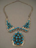 Beautiful Vintage Navajo 'Domes Of Turquoise' Native American Jewelry Silver Necklace Old-Nativo Arts