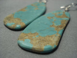 Beautiful Vintage Santom Domingo Royston Turquoise Sterling Native American Jewelry Silver Earrings-Nativo Arts