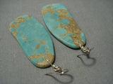 Beautiful Vintage Santom Domingo Royston Turquoise Sterling Native American Jewelry Silver Earrings-Nativo Arts