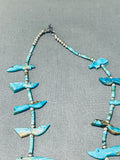 One Of The Best Hand Carved Bird Turquoise Vintage Native American Zuni Sterling Silver Necklace-Nativo Arts