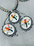 Cardinal Vintage Native American Zuni Sterling Silver Squash Blossom Necklace-Nativo Arts