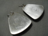Stunning Huge Vintage Native American Navajo Spiderweb Turquoise Chunk Sterling Silver Earrings-Nativo Arts