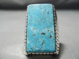 Big Huge Vintage Native American Navajo Kingman Turquoise Sterling Silver Ring Old-Nativo Arts