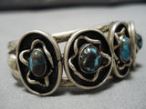 Very Rare Vintage Native American Navajo Bisbee Turquoise Sterling Silver Bracelet Old-Nativo Arts