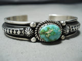 Important Native American Navajo Albert Jake Carico Lake Turquoise Sterling Silver Bracelet-Nativo Arts