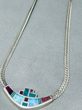 Important Ray Tracey Vintage Native American Navajo Turquoise Sterling Silver Necklace-Nativo Arts
