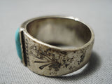 Marvelous Vintage Native American Navajo Blue Diamond Turquoise Sterling Silver Ring Old-Nativo Arts
