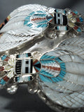 One Of The Finest Inlay Native American Zuni Turquoise Sterling Silver Bracelet-Nativo Arts