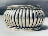 Native American Detailed Basket Vintage Navajo Wide Sterling Silver Bracelet-Nativo Arts