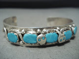 Incredible Vintage Native American Zuni Snake Sterling Silver Turquoise Bracelet-Nativo Arts
