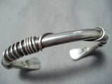 Authentic Vintage Native American Navajo Orville Tsinnie Sterling Silver Coil Bracelet Old-Nativo Arts