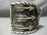 So Heavy Huge Native American Navajo Buffalo Sterling Silver Bracelet-Nativo Arts