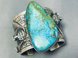 200 Grams Powerful Grizzly Native American Navajo Turquoise Sterling Silver Bracelet-Nativo Arts
