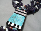 One Of The Best Santo Domingo Native American Amethyst Turquoise Necklace-Nativo Arts
