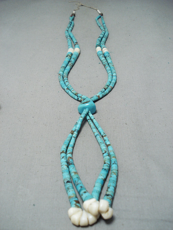 Native American Rare Vintage Santo Domingo Blue Diamond Turquoise Necklace Old-Nativo Arts
