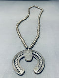 Very Old Hand Tooled Vintage Native American Navajo Sterling Silver Turquoise Necklace-Nativo Arts