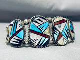 One Of The Most Extreme Inlay Vintage Native American Zuni Turquoise Sterling Silver Bracelet-Nativo Arts