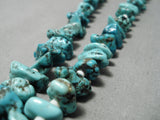 Native American Museum Quality Vintage Santo Domingo Blue Gem Turquoise Jacla Necklace Old-Nativo Arts
