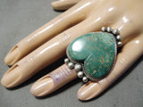 One Of The Best Native American Navajo Royston Turquoise Heart Sterling Silver Ring-Nativo Arts