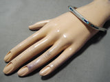 Native American Important Vintage Walapai Turquoise Sterling Silver Bangle Bracelet Old-Nativo Arts
