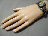 Museum High Grade Vintage Native American Navajo #8 Turquoise Sterling Silver Coil Bracelet-Nativo Arts