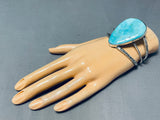 Colossal San Felipe 8 Turquoise Teardrop Sterling Silver Jake Francosa Bracelet-Nativo Arts