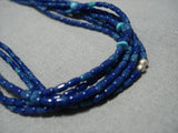 Wow!! Vintage Navajo Lapis Sterling Silver Native American Necklace Old-Nativo Arts
