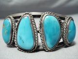 James Platero Vintage Native American Navajo Blue Gem Turquoise Sterling Silver Bracelet Old-Nativo Arts