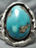 Rare Sterling Slag Vintage Native American Navajo Morenci Turquoise Silver Bracelet Old-Nativo Arts