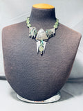 Very Rare Petroglyph Vintage Southwest Turquoise Sterling Silver Necklace-Nativo Arts
