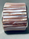 The Best Native American Navajo Pink Shell Inlay Sterling Silver Bracelet-Nativo Arts
