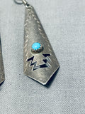 Impressive Vintage Native American Navajo Sleeping Beauty Turquoise Sterling Silver Earrings-Nativo Arts