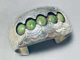 3d Cuff Vintage Native American Navajo Green Turquoise Sterling Silver Bracelet Signed-Nativo Arts