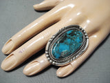 Astounding Vintage Native American Navajo Blue Diamond Turquoise Sterling Silver Ring Old-Nativo Arts