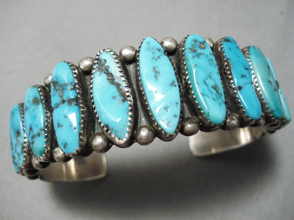 One Of Best Large Wrist Vintage Native American Navajo Turquoise Sterling Silver Bracelet-Nativo Arts