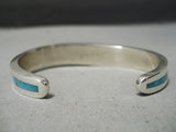 Tremendous Vintage Native American Zuni Old Kingman Turquoise Sterling Silver Bracelet Native-Nativo Arts