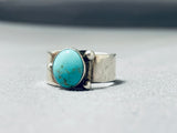 Fantastic Vintage Native American Navajo Blue Gem Turquoise Sterling Silver Ring-Nativo Arts