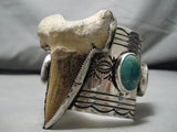 Astounding Vintage Native American Navajo Wide Royston Turquoise Sterling Silver Bracelet-Nativo Arts