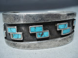 Museum Vintage Native American Hopi Bisbee Turquoise Sterling Silver Bracelet Old-Nativo Arts