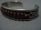Amazing Vintage Navajo Coral Sterling Silver Native American Bracelet-Nativo Arts