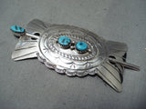 Tso Family Native American Navajo Old Kingman Turquoise Sterling Silver Hairpin-Nativo Arts