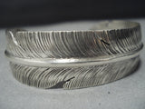 Ben Begaye Sterling Silver Feather Navajo Cuff Native American Jewelry Bracelet-Nativo Arts