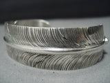 Ben Begaye Sterling Silver Feather Navajo Cuff Native American Jewelry Bracelet-Nativo Arts