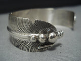 Ben Begaye Sterling Silver Feather Navajo Cuff Native American Jewelry Bracelet-Nativo Arts